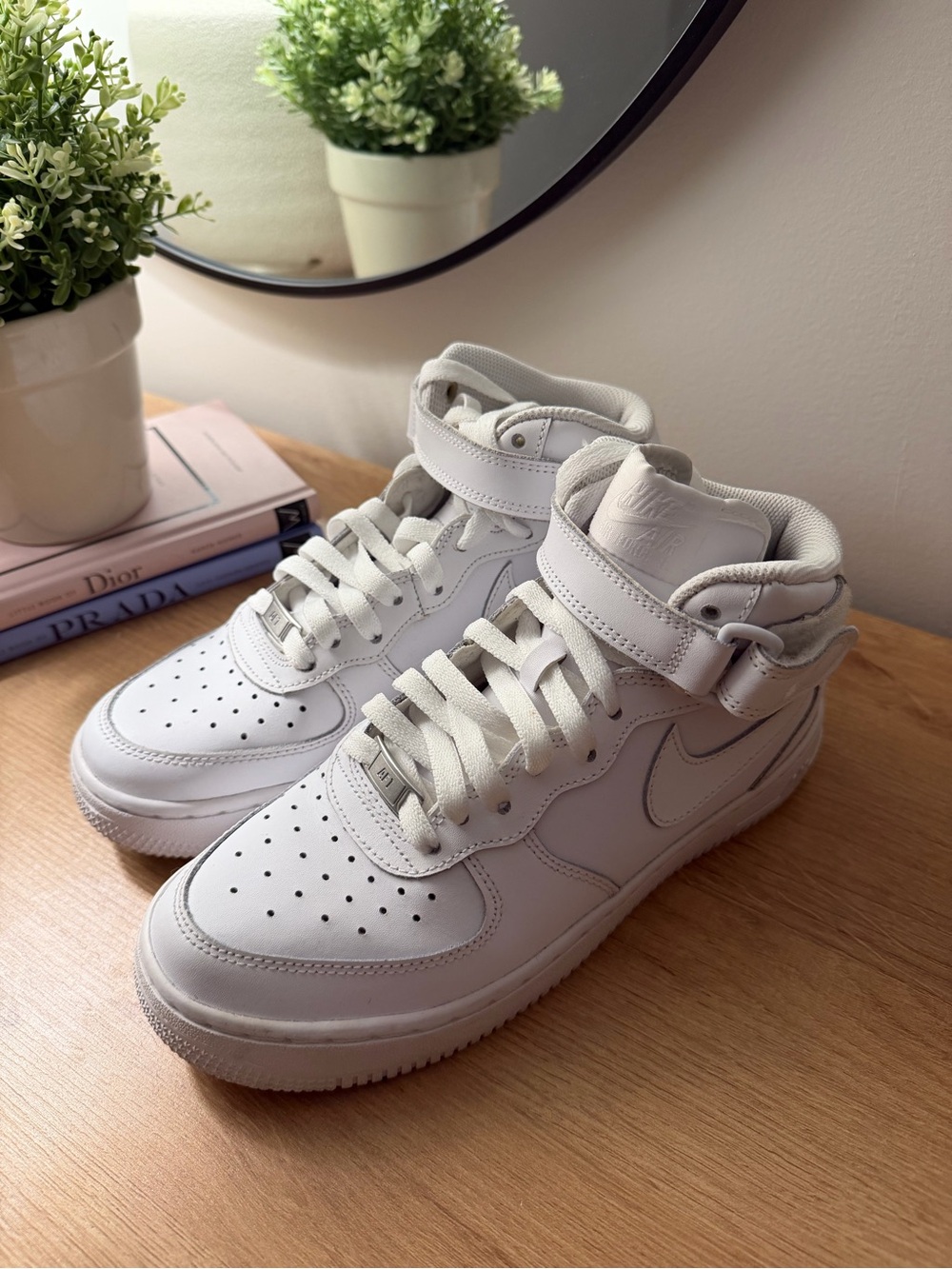 Nike Air Force 1 mid White Mid-Top Leather Sneakers